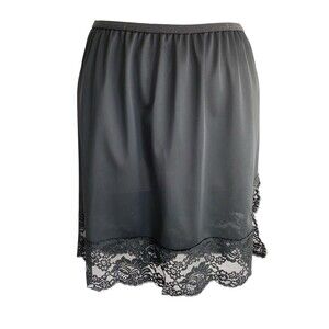 Vintage Vanity Fair Half Slip Womens XS Black Nylon Lace Pillow Tab Made in USA
